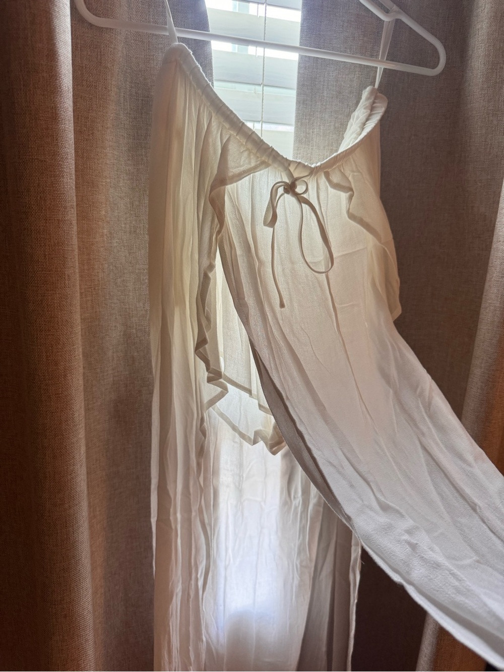 White cover up shorts with slit skirt overlay with Tie Front